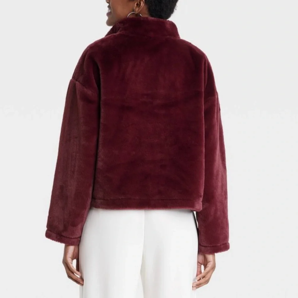 A New Day Women's Faux Fur Quarter Zip Sweatshirt - Picture 6 of 7